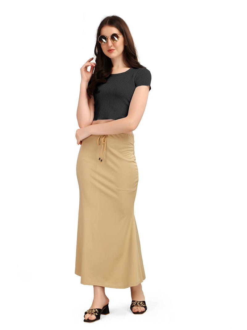 Kipzy Lycra Saree Shapewear  Long Skirt for Women for Beach  Night Out  Regular  Office  Party (Beige  2XL) - Image 2